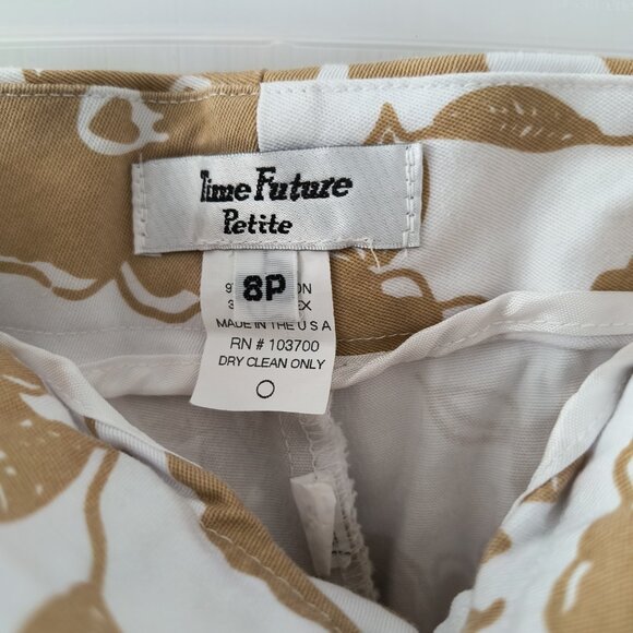Vintage Y2K Summer White/Tan Flower Print Capris - Women's 8P (Petite) - Picture 6 of 6